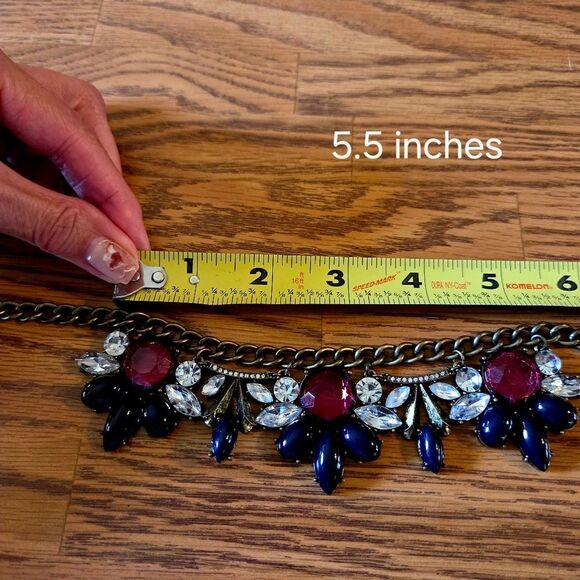 J CREW Raspberry And Purple Crystal Vintage Statement Necklace STATEMENT MAKING! - Picture 9 of 12